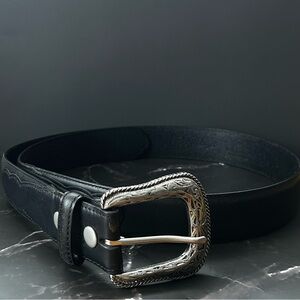 Wrangler Black Genuine Leather Belt with Silver Buckle Size 36